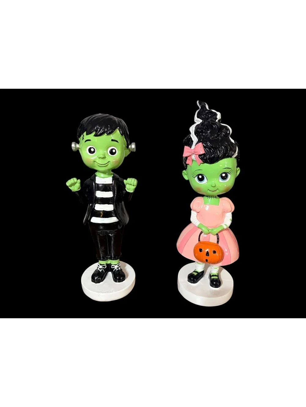 Frankenstein Boy and Bride Girl - Vintage Style Halloween Figurines